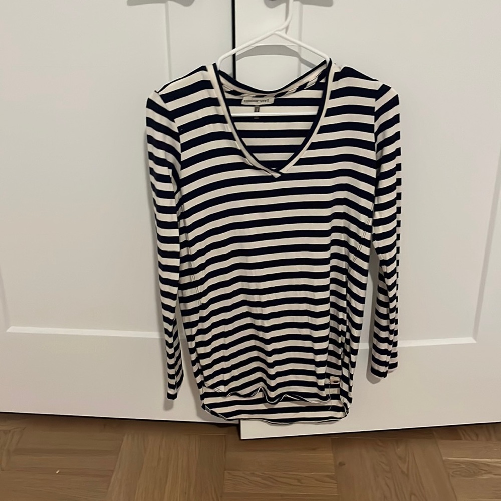 Navy and white striped long sleeve